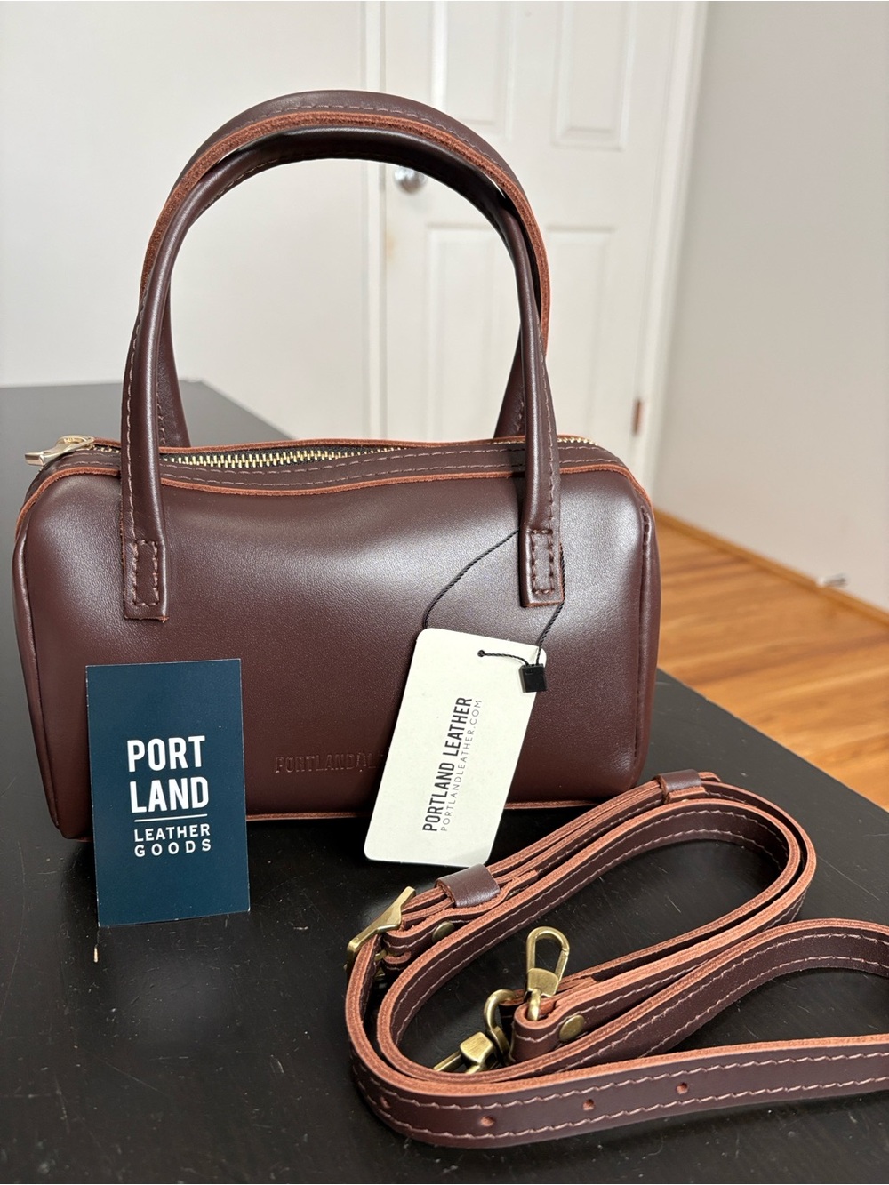 NWT Portland Leather Small Sloan Doctor Bag in Grizzly Dark Brown Leather